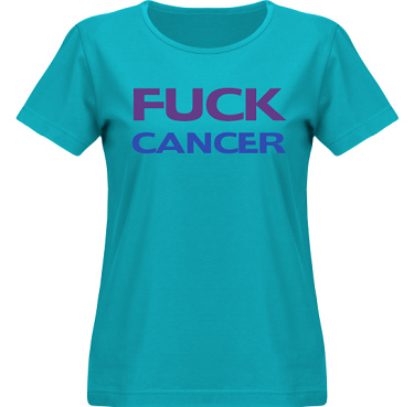 T-shirt SouthWest Dam Aquablå/Violett och royalblått tryck i kategori Attityd: Fuck Cancer