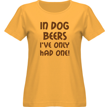 T-shirt SouthWest Dam Gul/Brunt tryck i kategori Alkohol: In dog beers