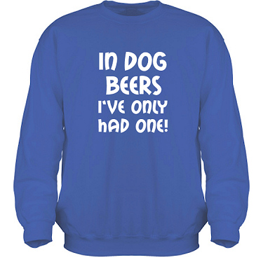 Sweatshirt HeavyBlend Royalbl/Vitt tryck i kategori Alkohol: In dog beers