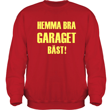 Sweatshirt HeavyBlend Röd/Gult tryck i kategori Motor: Hemma bra Garaget bäst