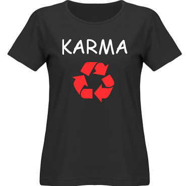 T-shirt SouthWest Dam Svart/Vitt och rtt tryck i kategori Kloka ord: Karma