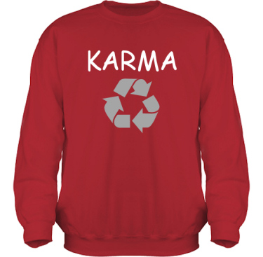 Sweatshirt HeavyBlend Rd/Vitt och grtt tryck i kategori Kloka ord: Karma