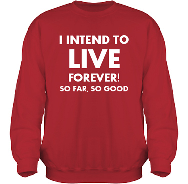 Sweatshirt HeavyBlend Rd/Vitt tryck i kategori Attityd: Live Forever