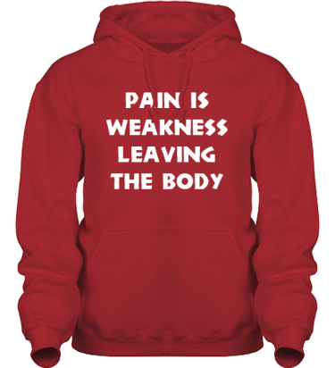 Hood HeavyBlend Rd/Vitt tryck i kategori Attityd: Pain is weakness