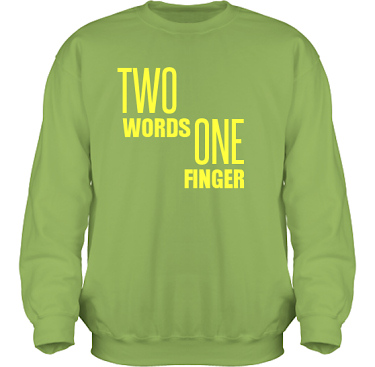 Sweatshirt HeavyBlend Kiwi/Gult tryck i kategori Attityd: Two Words One Finger