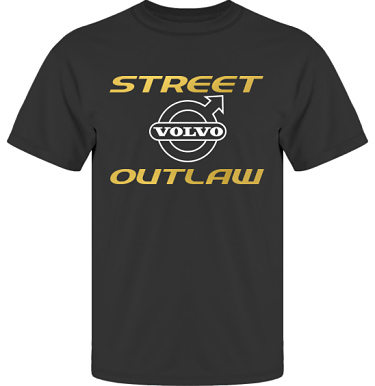 T-shirt UltraCotton Svart/Guldfrgat och vitt tryck i kategori Motor: Volvo Street Outlaw